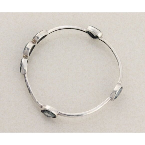 Sterling Silver Blue Glass Admire Bangle Bracelet 8" Silpada - Picture 8 of 8